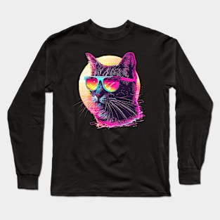 Retrowave Cat Long Sleeve T-Shirt